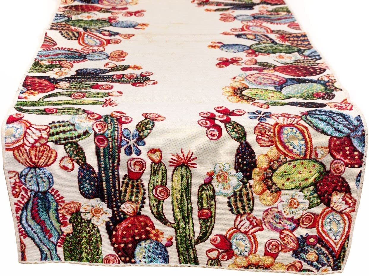 RUNNER striscia in tessuto Gobelin Disegno Cactus