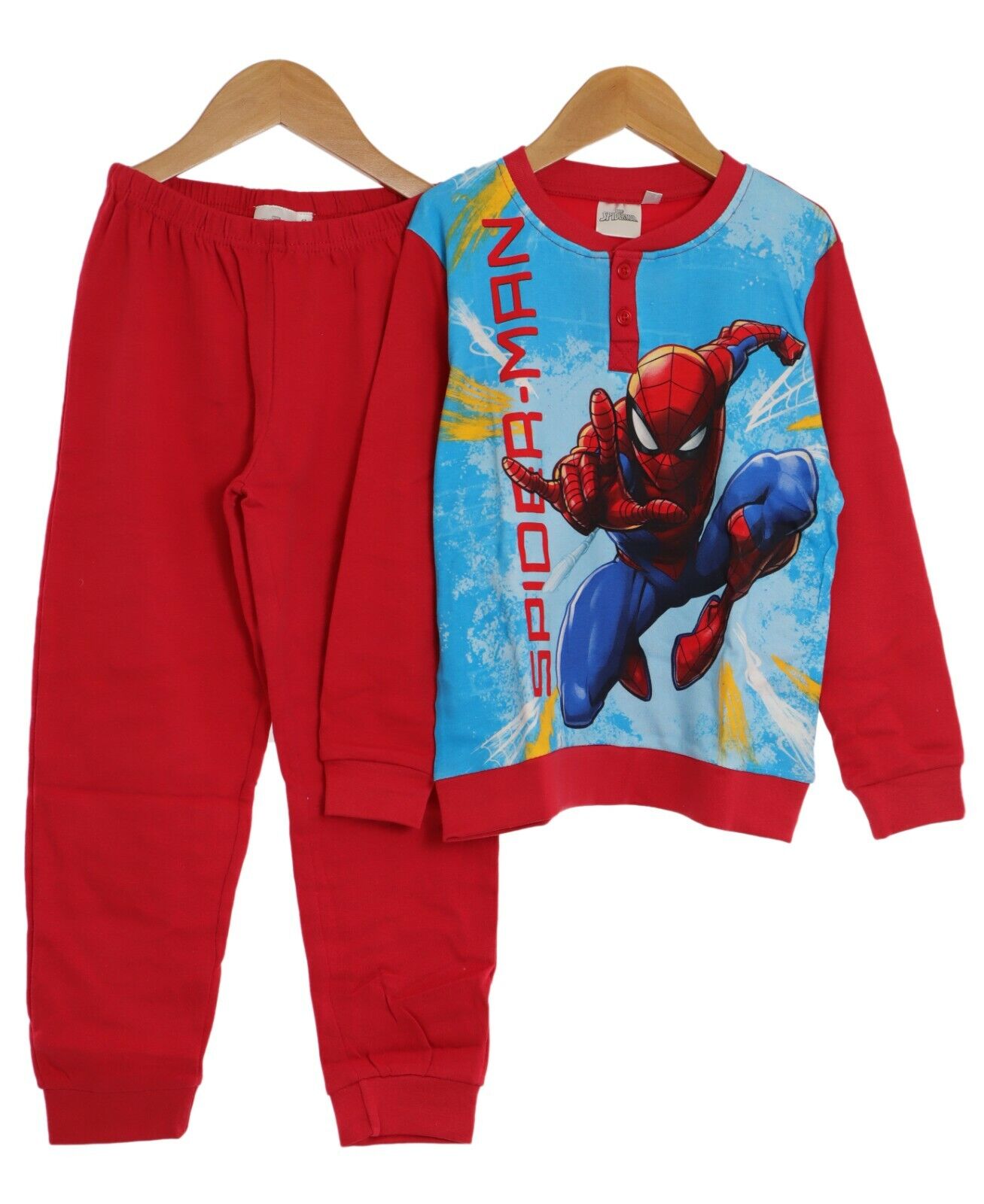 Pigiama Disney Bambino Caldo Cotone Interlock Spiderman Rosso 100% Cotone (3132)