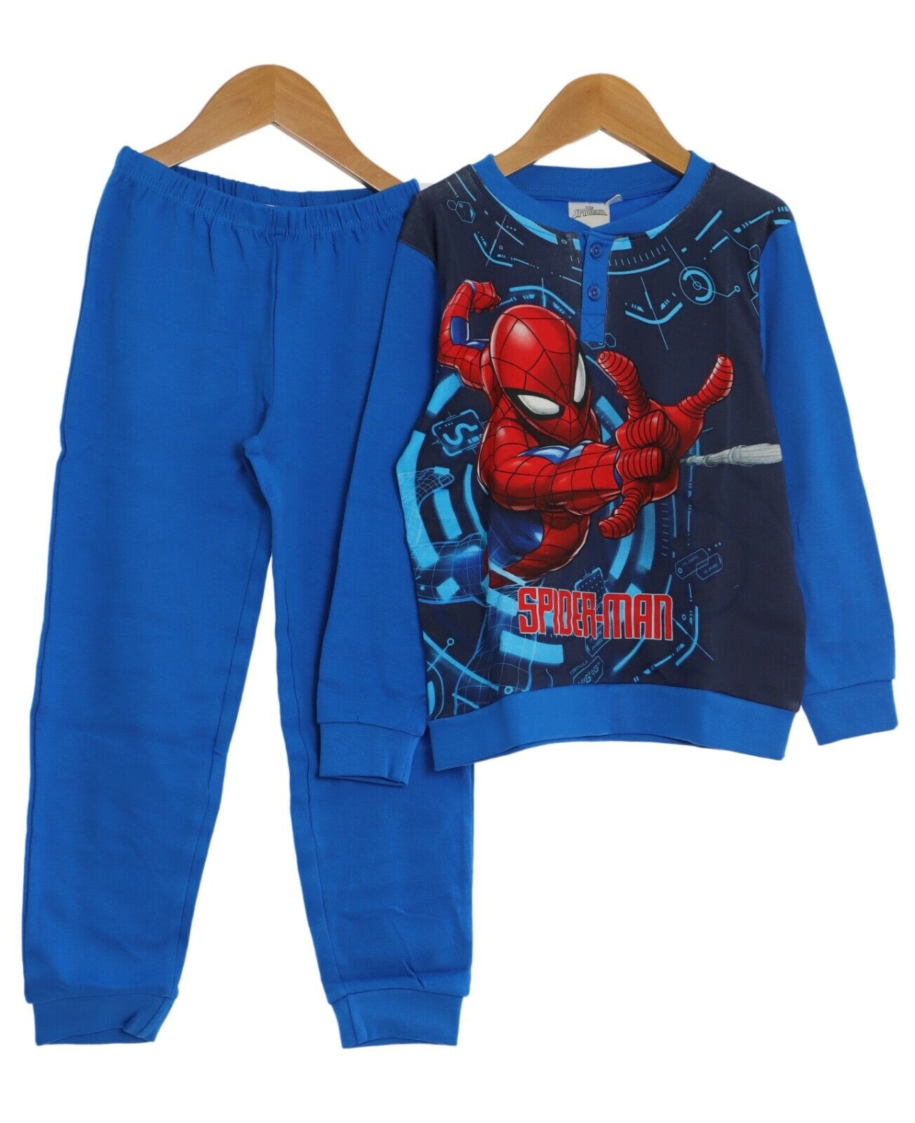 Pigiama Disney Bambino Caldo Cotone Interlock Spiderman Royal/Blu 100% Cotone (3132)