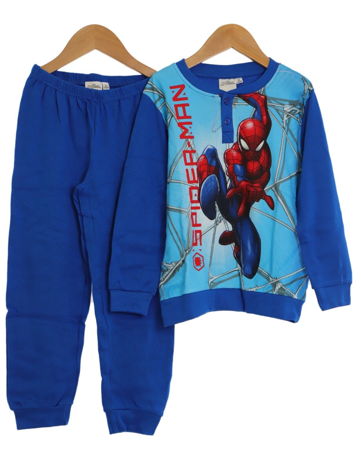 Pigiama Disney Bambino Caldo Cotone Interlock Spiderman Royal/Celeste 100% Cotone (3132)