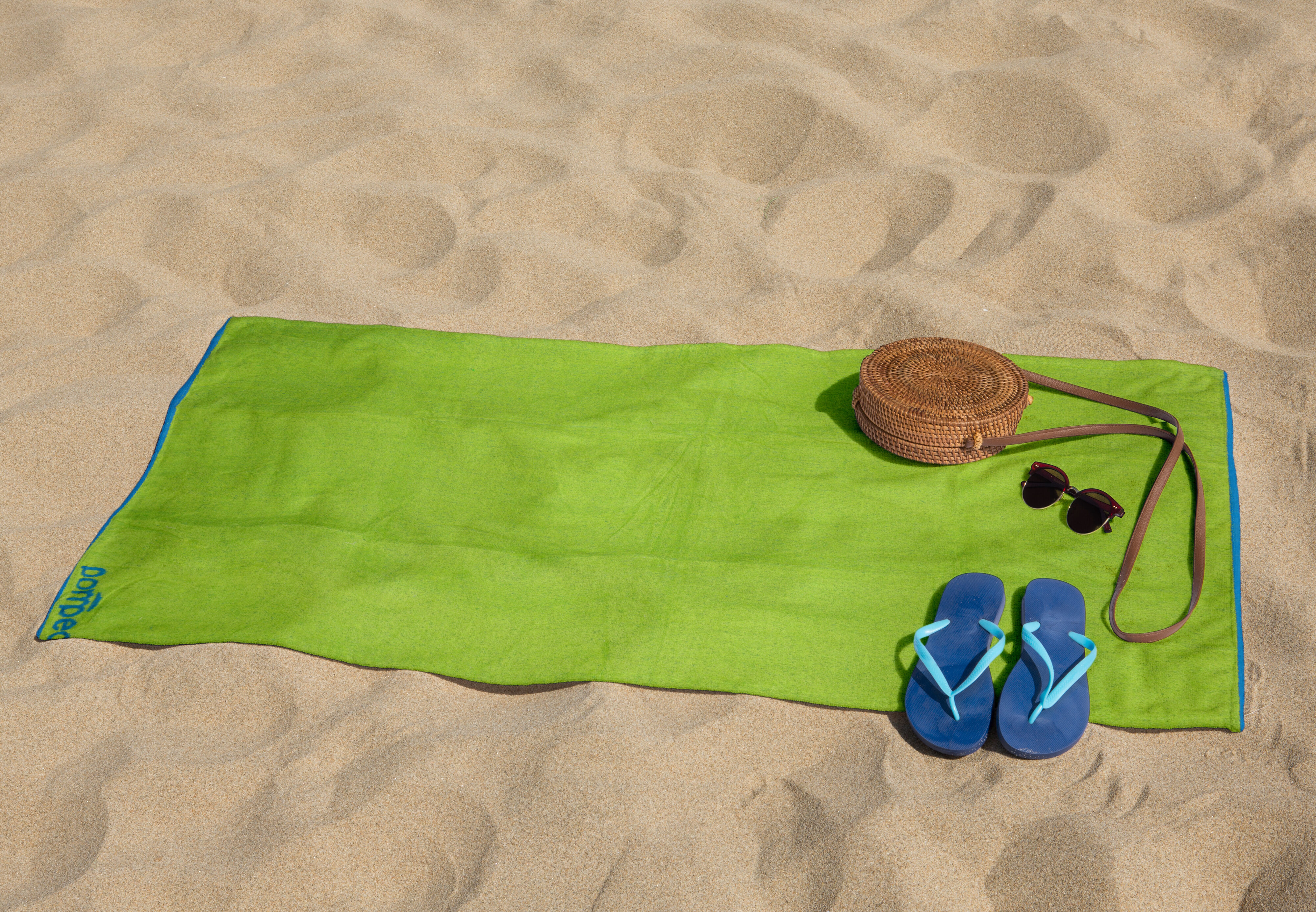 Telo Mare Spiaggia Pompea Verde in Spugna100% Cotone 90X165CM (6621)